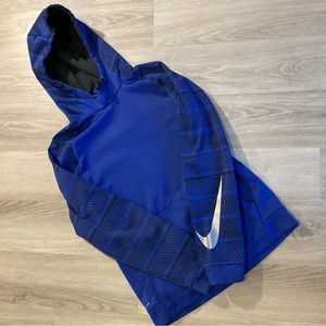 Nike pullover hoodie. Royal blue w/geometric design & contrast lining. Sz M Sm